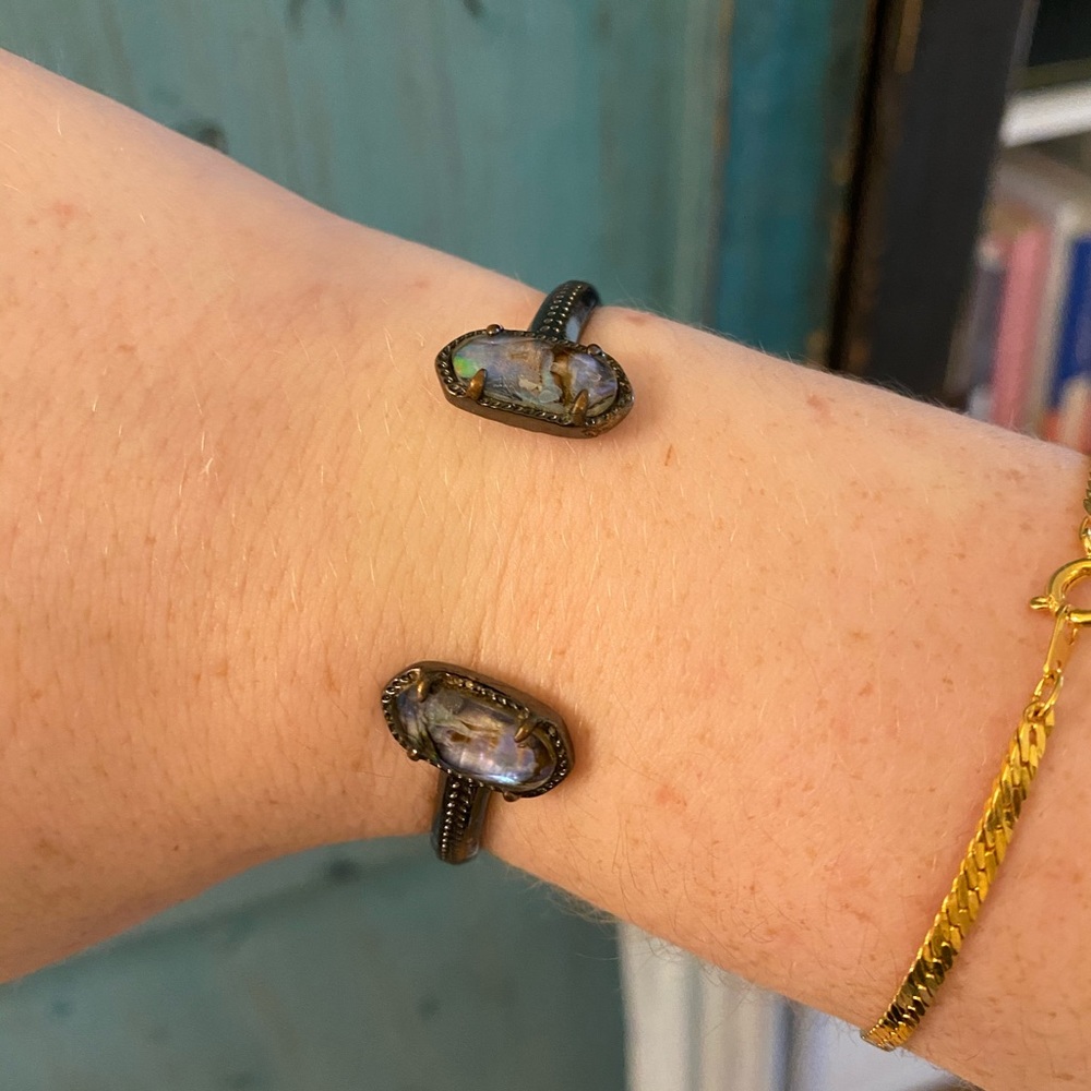 Kendra Scott gunmetal silver abalone cuff